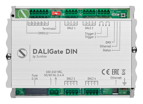 DALIGate DIN: DMX/ArtNet/DALI converter